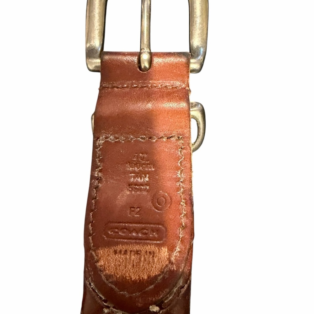 Vintage COACH Woven Leather Belt Tan Brown Silvertone Brass Hardware VGC - Picture 8 of 9